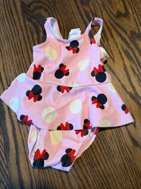 Like new Hanna andersson x Disney Minnie Mouse peplum one piece swimsuit 6-12m